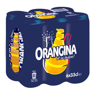 ORANGINA GEEL SLIM BLIK 6X33CL Afbeeldingen van ORANGINA GEEL SLIM BLIK 6X33CL